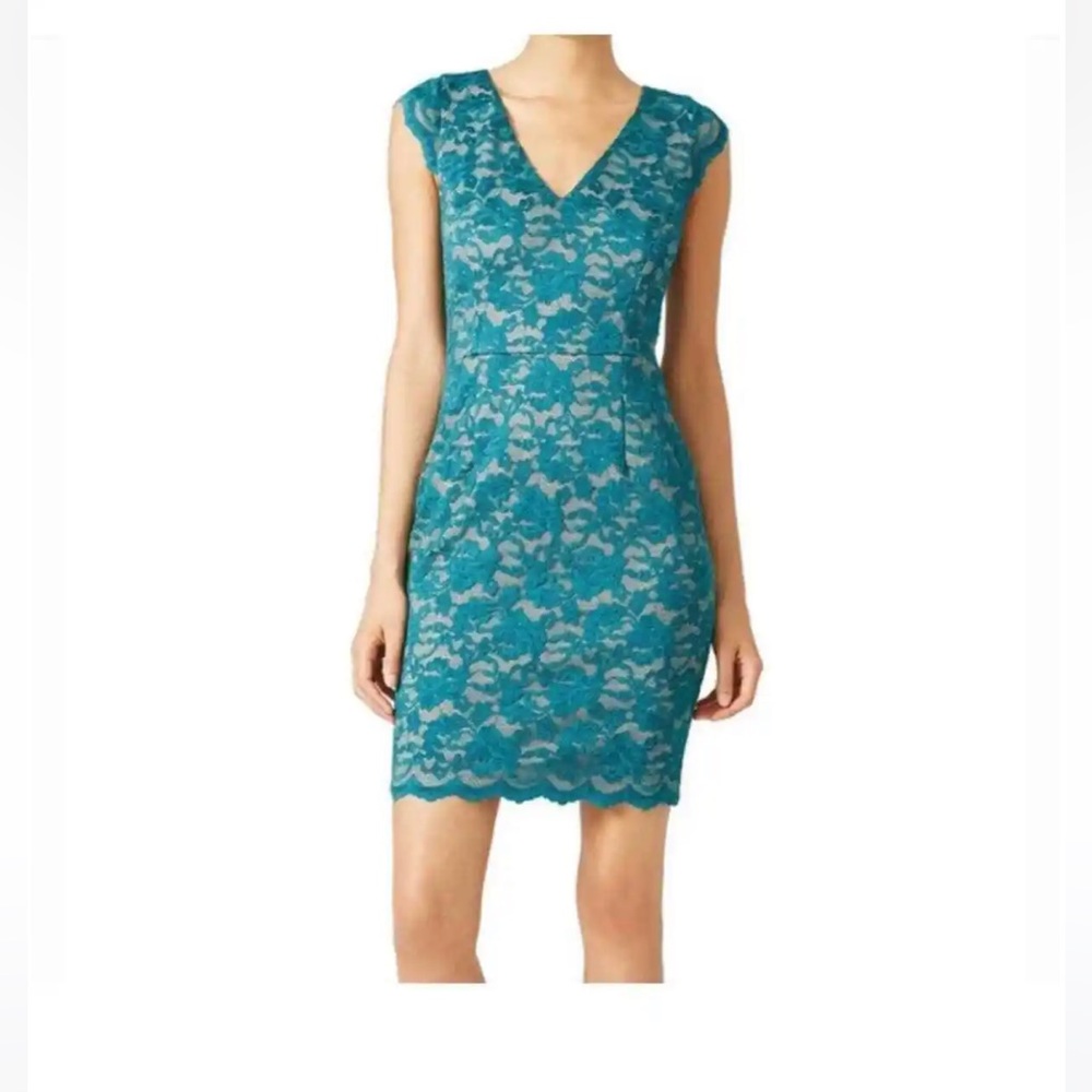 Slate & Willow Lace Sheath Dress Size Medium Emerald Green